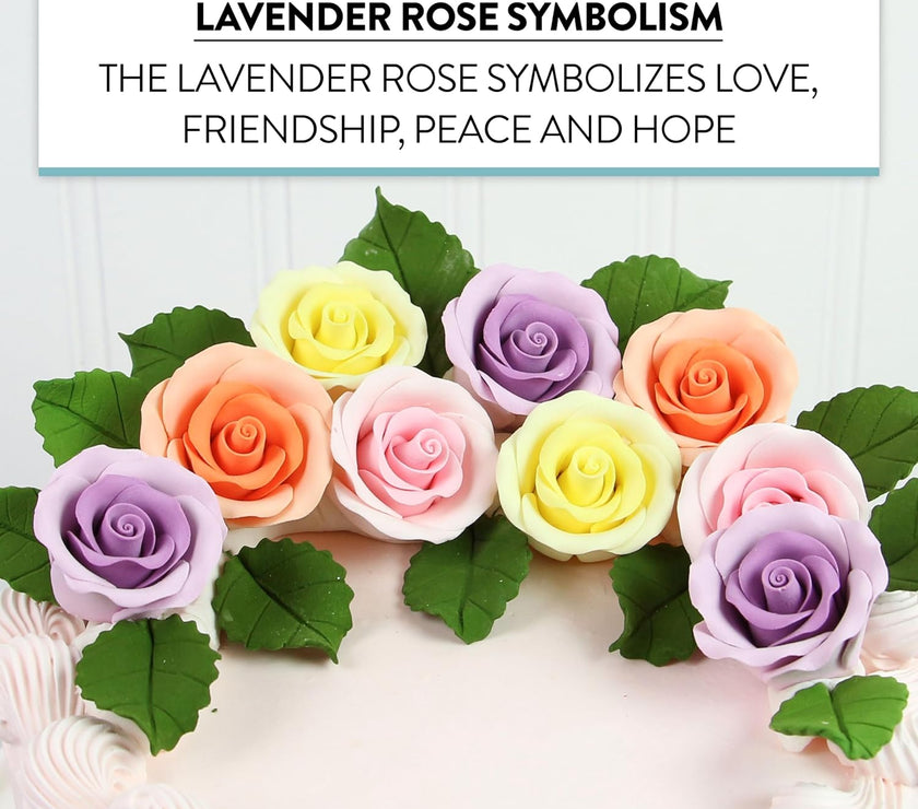 Premium Roses for Decorating Cakes and Cupcakes, by Global Sugar Art, Medium, Lavender