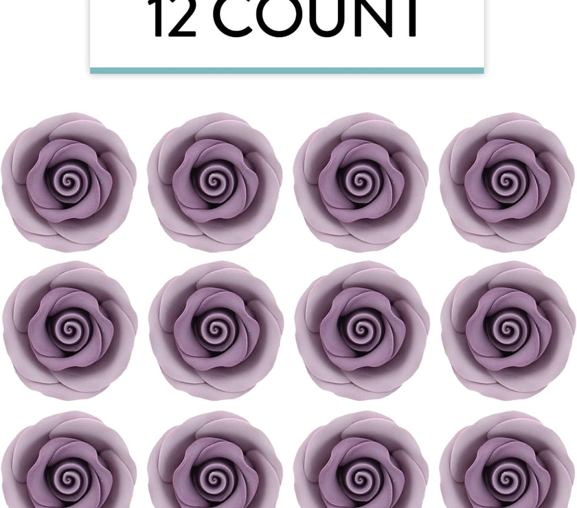 Premium Roses for Decorating Cakes and Cupcakes, by Global Sugar Art, Medium, Lavender
