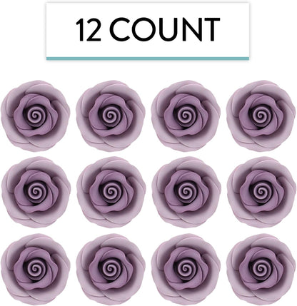 Lavender Edible Roses, Premium, 1.5-inch, 12 Count