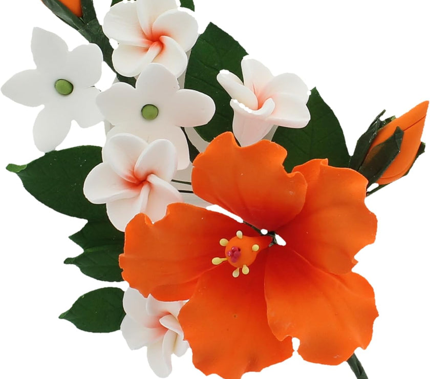 Premium Hibiscus Sugar Flower Sprays by Global Sugar Art, Orange