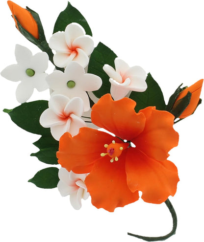Orange Tropical Hibiscus Plumeria Spray