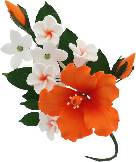 Orange Tropical Hibiscus Plumeria Spray