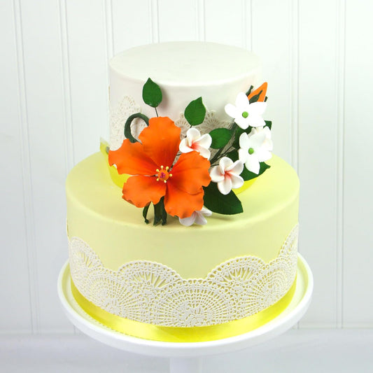 Orange Tropical Hibiscus Plumeria Spray