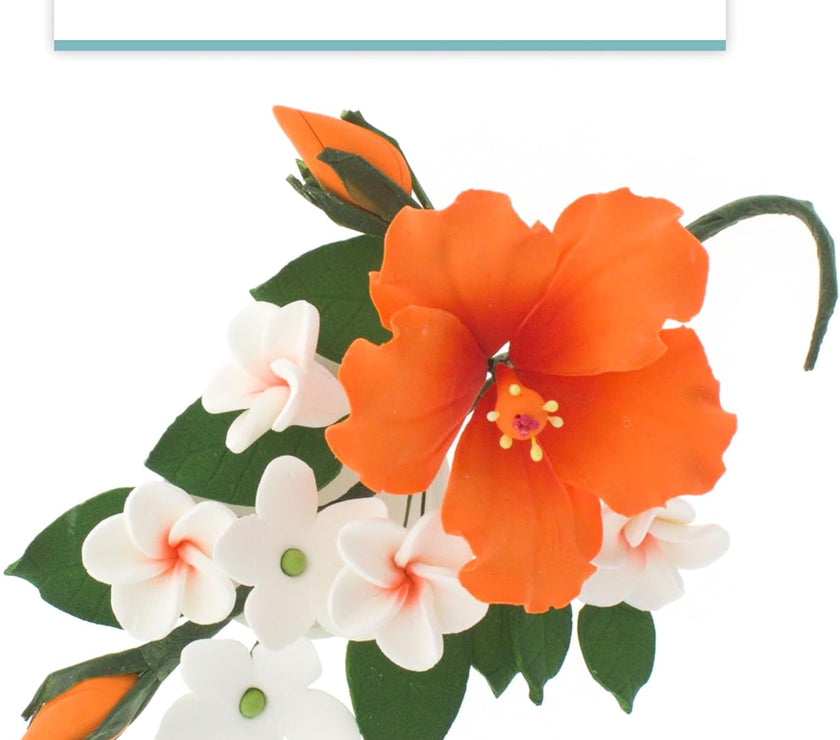 Premium Hibiscus Sugar Flower Sprays by Global Sugar Art, Orange