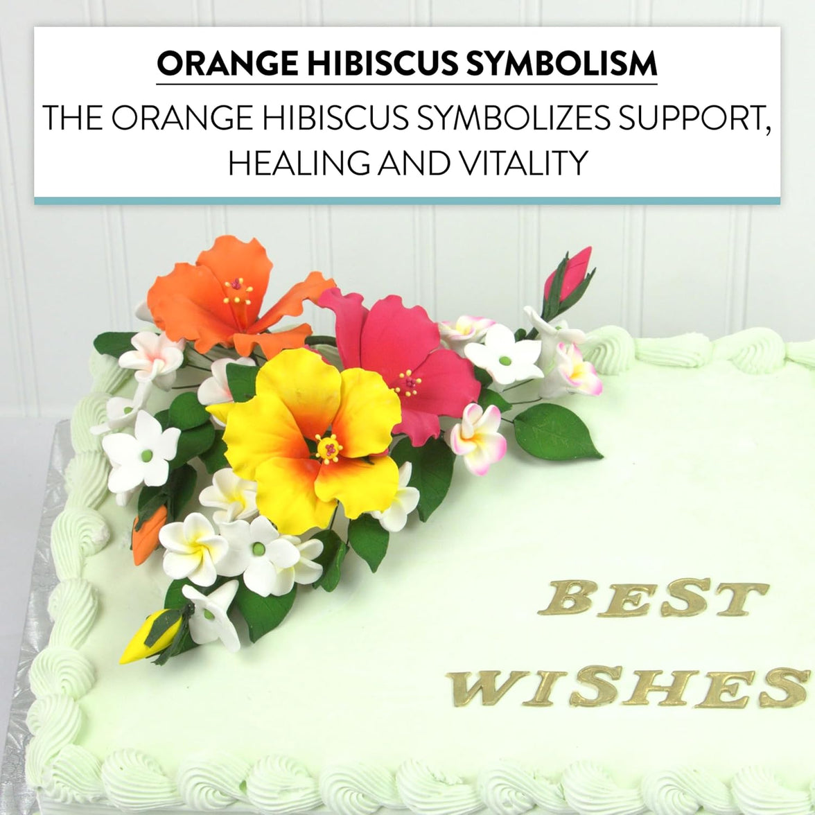 Premium Hibiscus Sugar Flower Sprays by Global Sugar Art, Orange