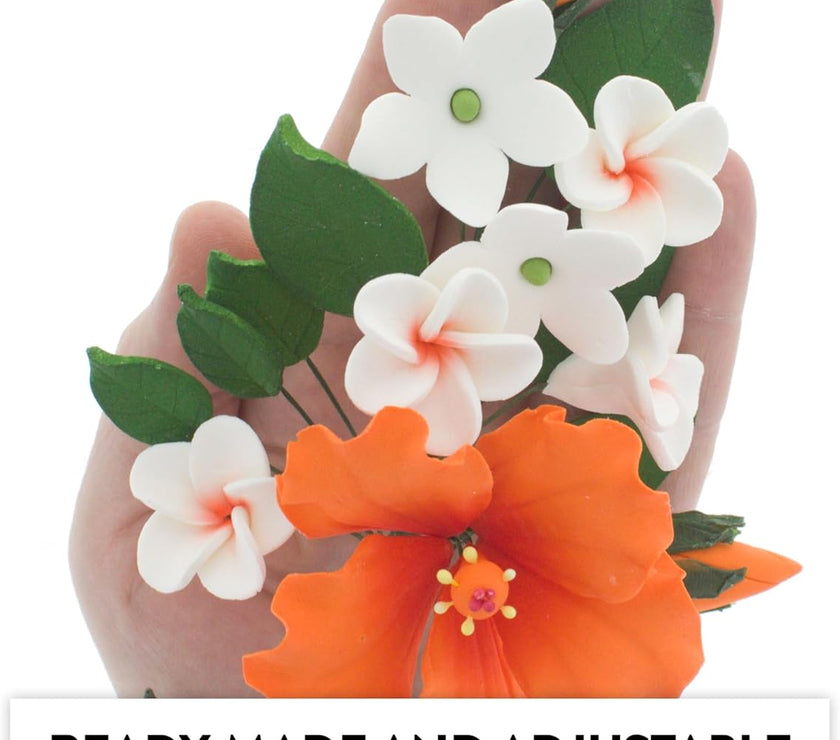 Premium Hibiscus Sugar Flower Sprays by Global Sugar Art, Orange
