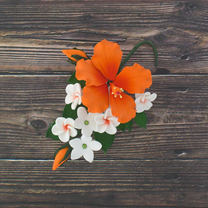 Orange Tropical Hibiscus Plumeria Spray