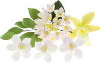 Orchid Sugar Cake Flower Sprays, Summer Orchid Mix with Leaves, by Global Sugar Art, 6 Count