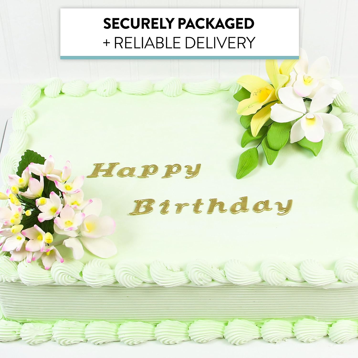 Orchid Sugar Cake Flower Sprays, Summer Orchid Mix with Leaves, by Global Sugar Art, 6 Count