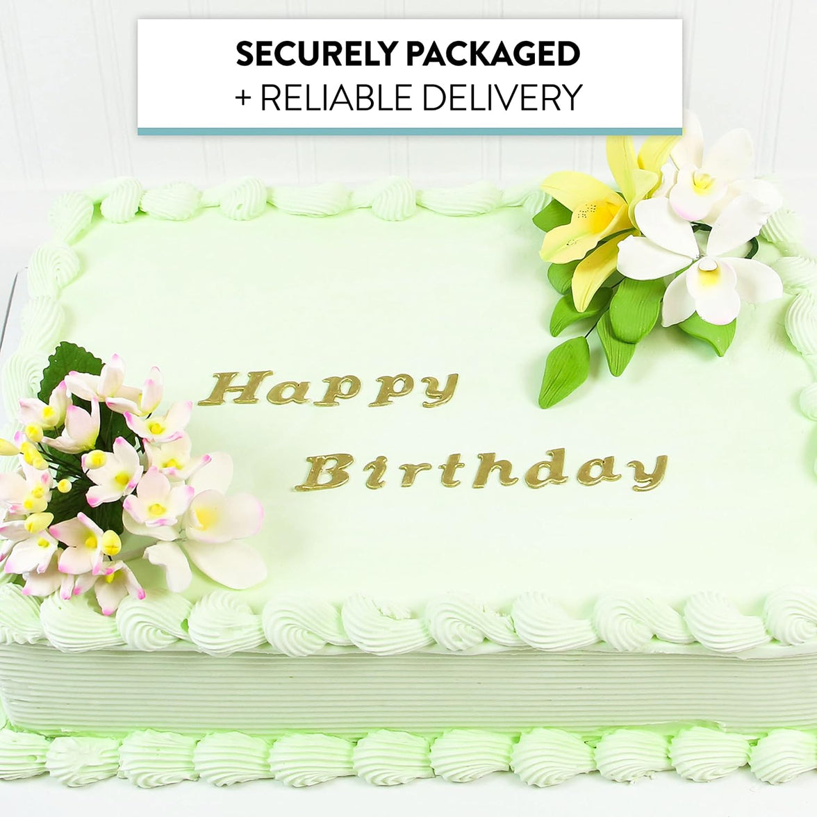 Orchid Sugar Cake Flower Sprays, Summer Orchid Mix with Leaves, by Global Sugar Art, 6 Count