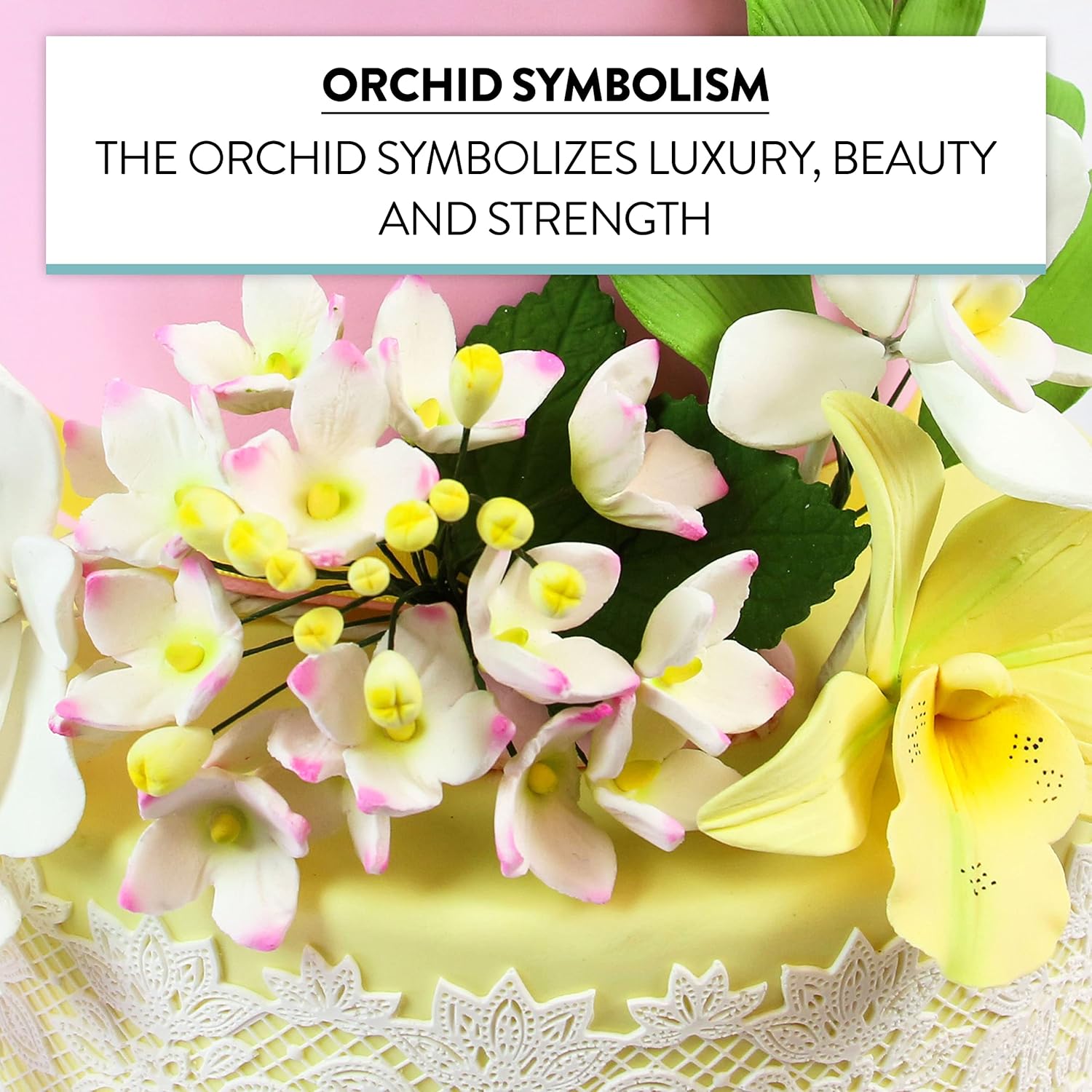 Orchid Sugar Cake Flower Sprays, Summer Orchid Mix with Leaves, by Global Sugar Art, 6 Count