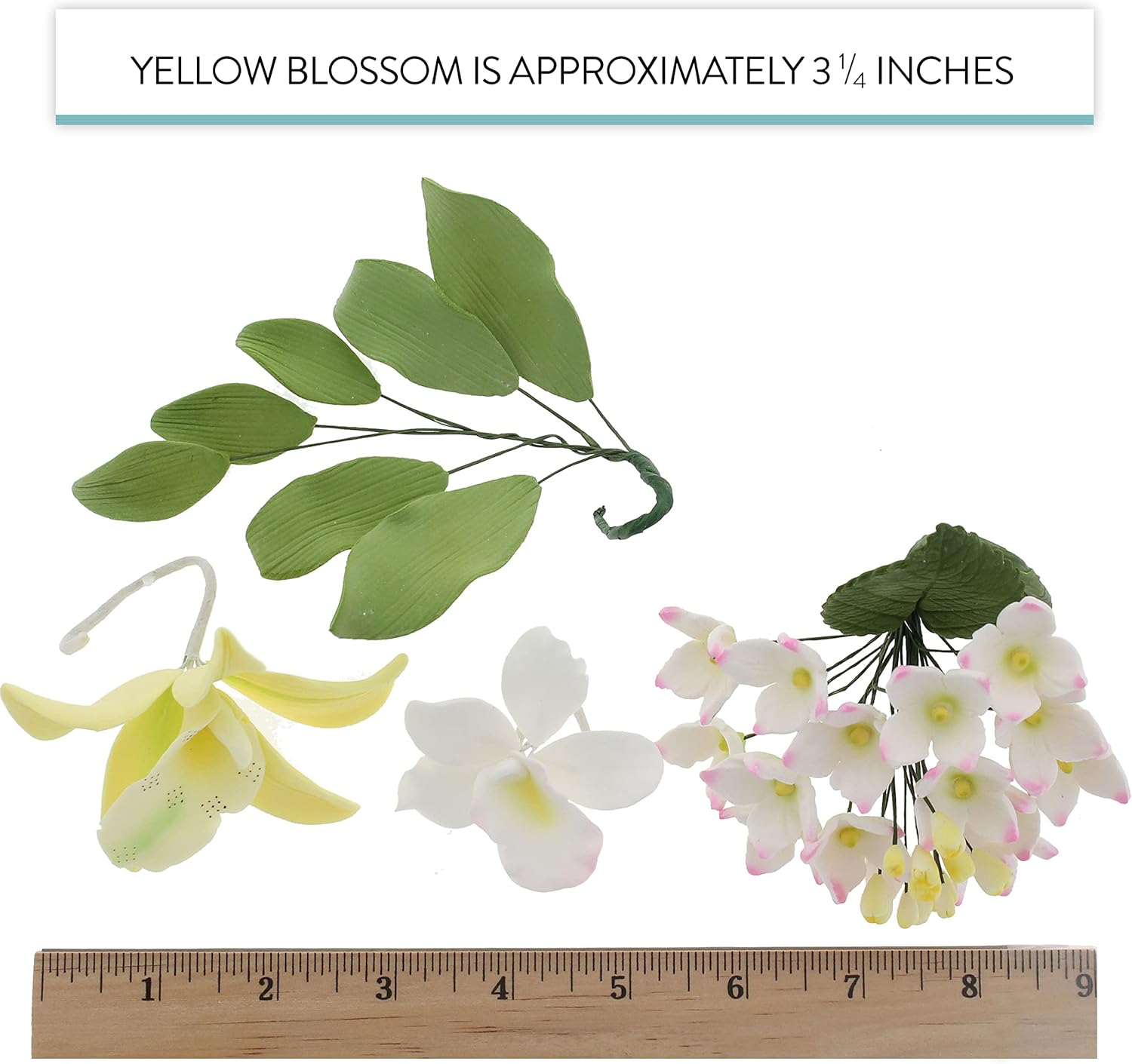 Orchid Sugar Cake Flower Sprays, Summer Orchid Mix with Leaves, by Global Sugar Art, 6 Count