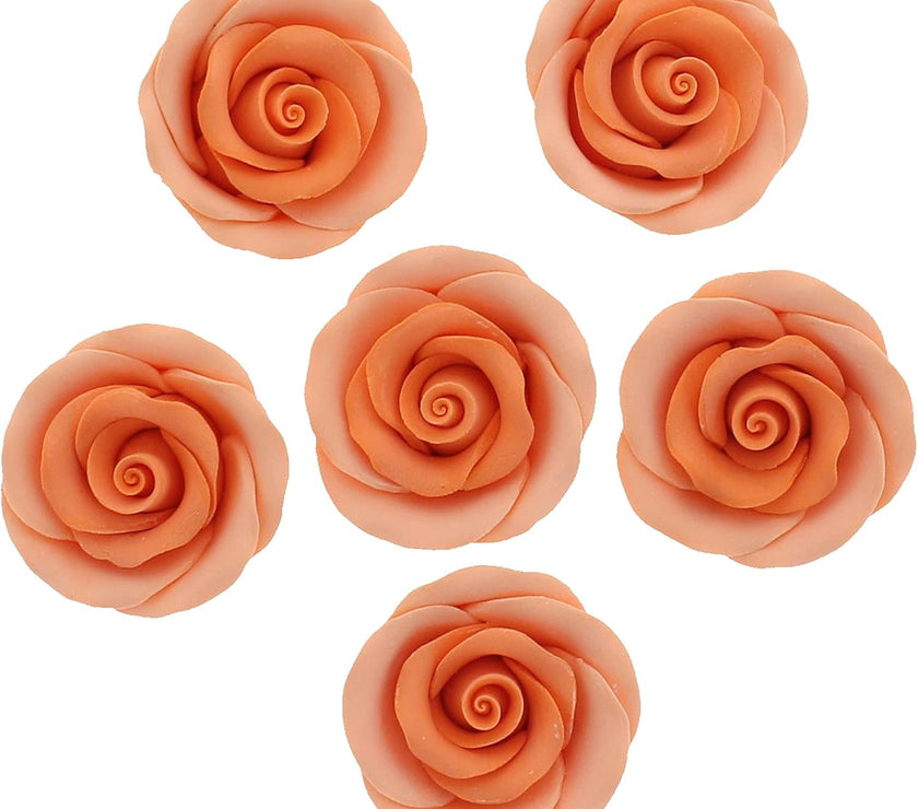 Premium Roses for Decorating Cakes and Cupcakes, by Global Sugar Art, Medium, Peach