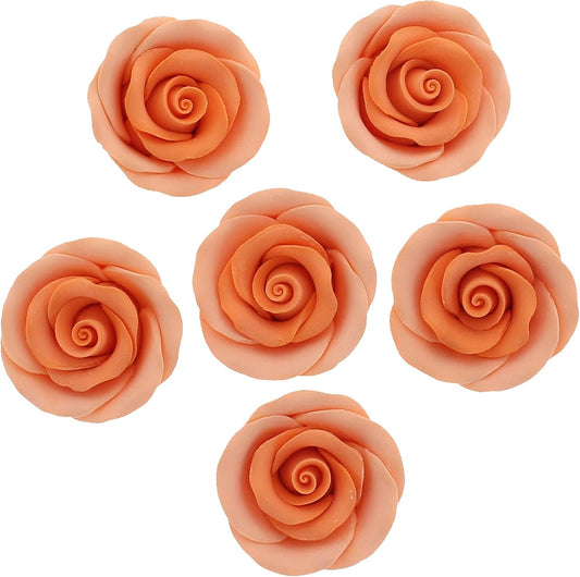 Peach Edible Roses, Premium, 1.5-inch, 12 Count