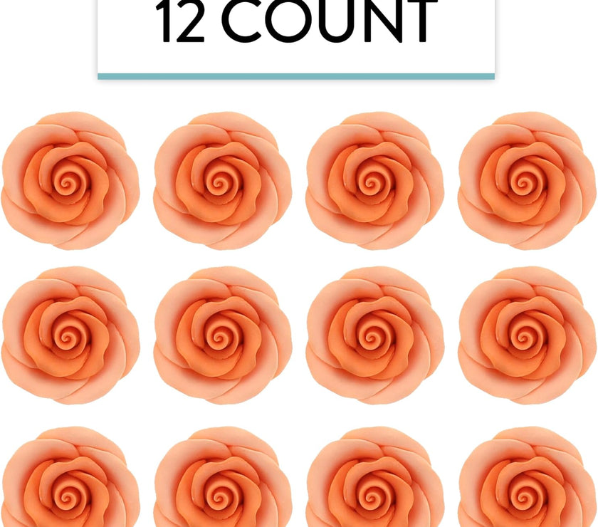 Premium Roses for Decorating Cakes and Cupcakes, by Global Sugar Art, Medium, Peach