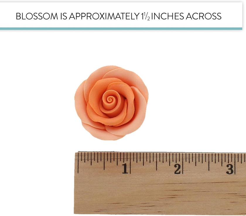 Premium Roses for Decorating Cakes and Cupcakes, by Global Sugar Art, Medium, Peach