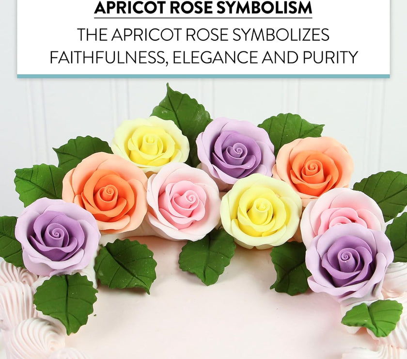 Premium Roses for Decorating Cakes and Cupcakes, by Global Sugar Art, Medium, Peach