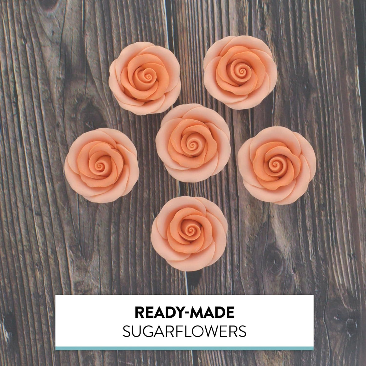 Premium Roses for Decorating Cakes and Cupcakes, by Global Sugar Art, Medium, Peach