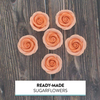 Premium Roses for Decorating Cakes and Cupcakes, by Global Sugar Art, Medium, Peach