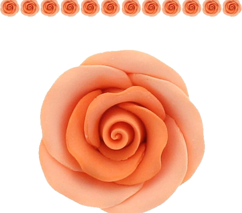 Premium Roses for Decorating Cakes and Cupcakes, by Global Sugar Art, Medium, Peach