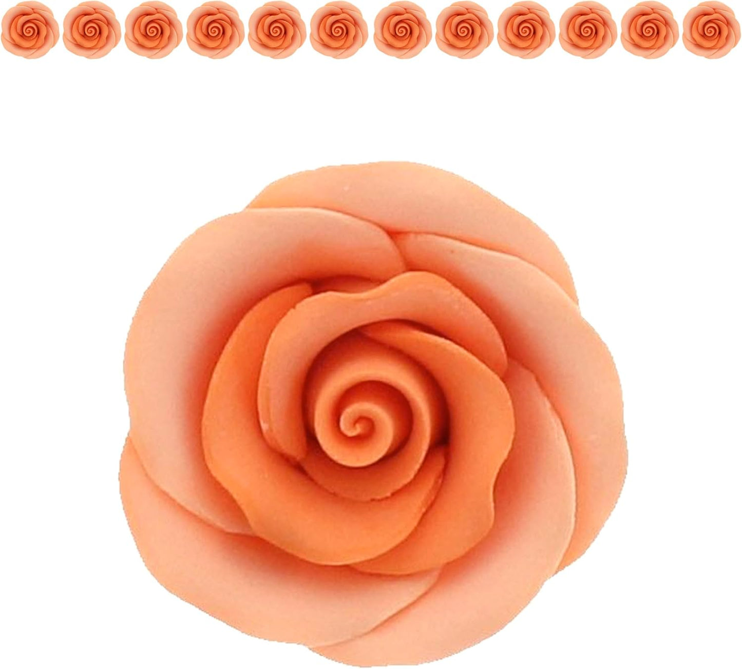 Peach Edible Roses, Premium, 1.5-inch, 12 Count