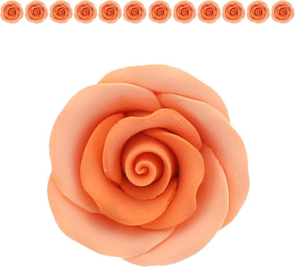 Peach Edible Roses, Premium, 1.5-inch, 12 Count