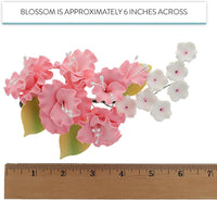 Flower Blossom Spray, Gum Paste Sugar Flowers for Cake Decorating, Pink Cherry Blossoms with Leaves