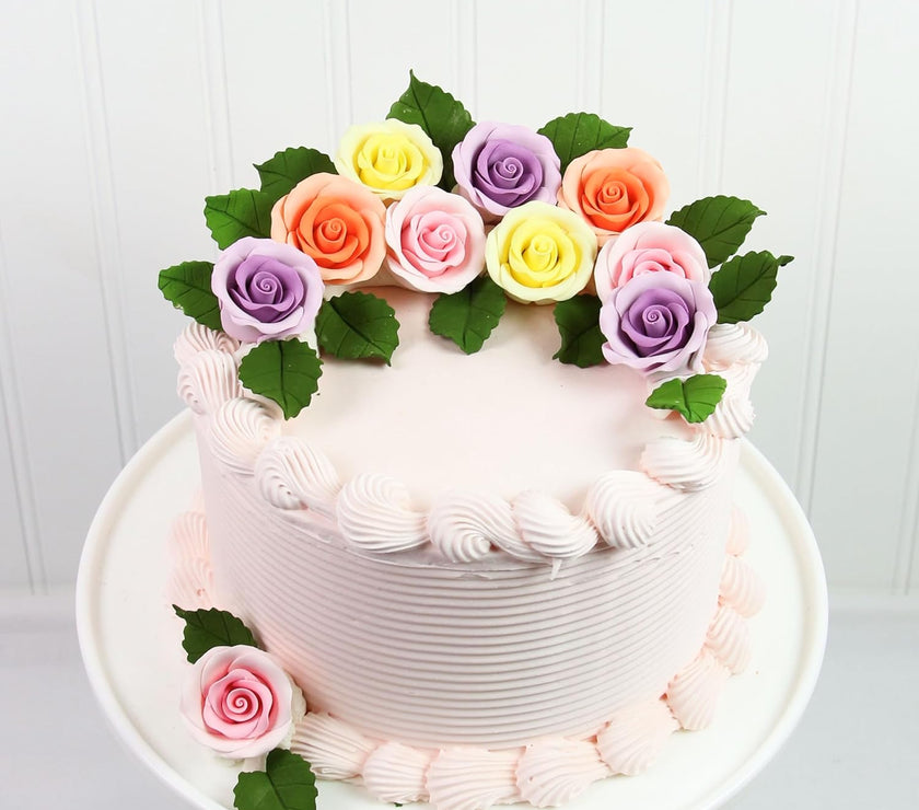 Premium Roses for Decorating Cakes and Cupcakes, by Global Sugar Art, Medium, Pink