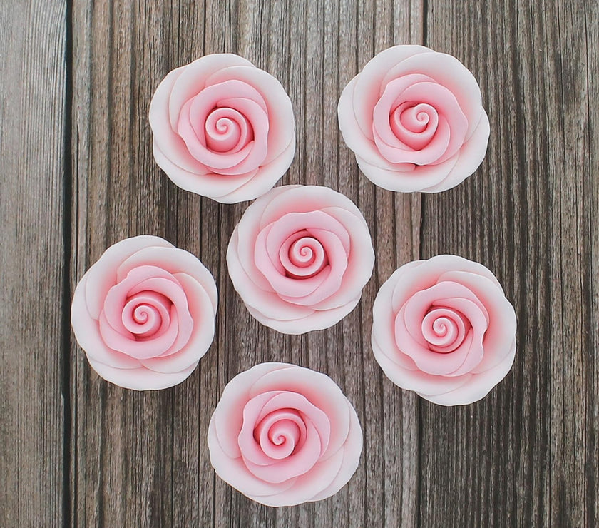 Premium Roses for Decorating Cakes and Cupcakes, by Global Sugar Art, Medium, Pink
