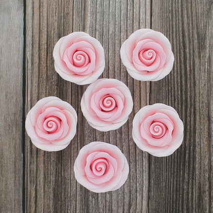 Pink Edible Roses, Premium, 1.5-inch, 12 Count