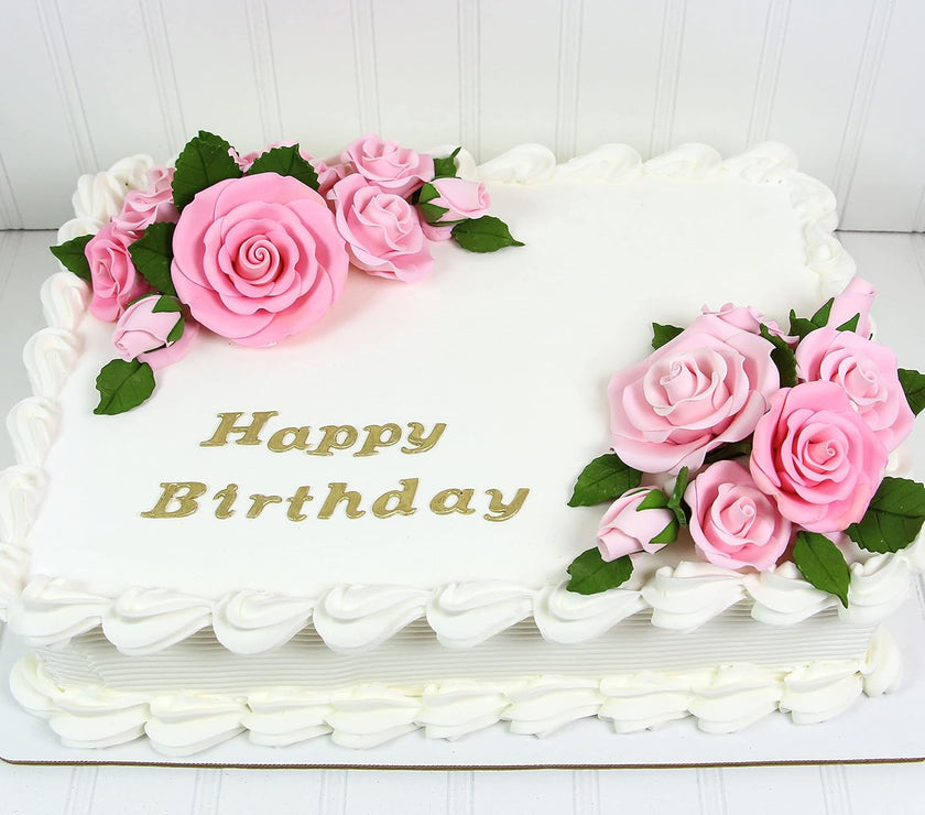 Exquisite Rose & Leaf Kit, Sugar Cake Flowers by Global Sugar Art, Pink Roses with Leaves, 65-Piece Set