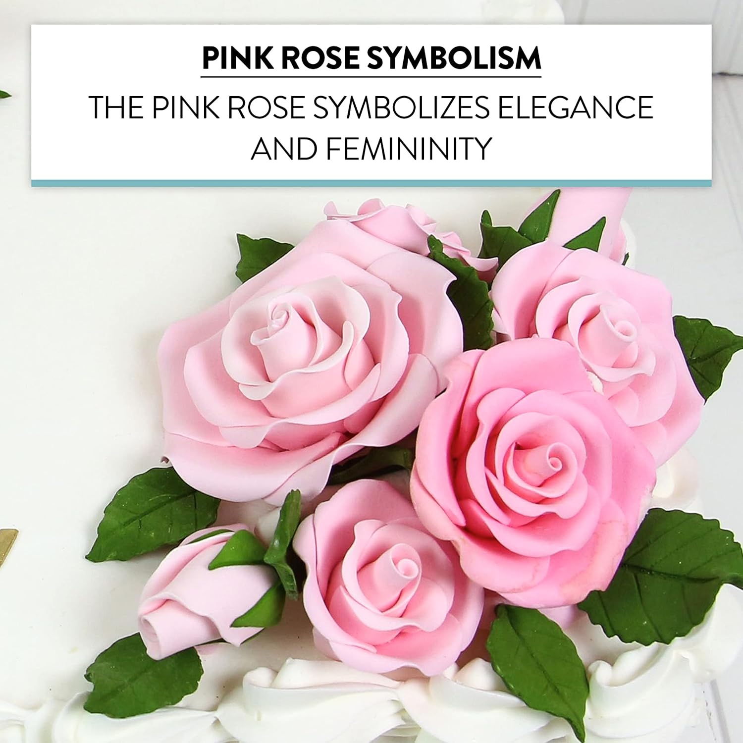 Exquisite Rose & Leaf Kit, Sugar Cake Flowers by Global Sugar Art, Pink Roses with Leaves, 65-Piece Set