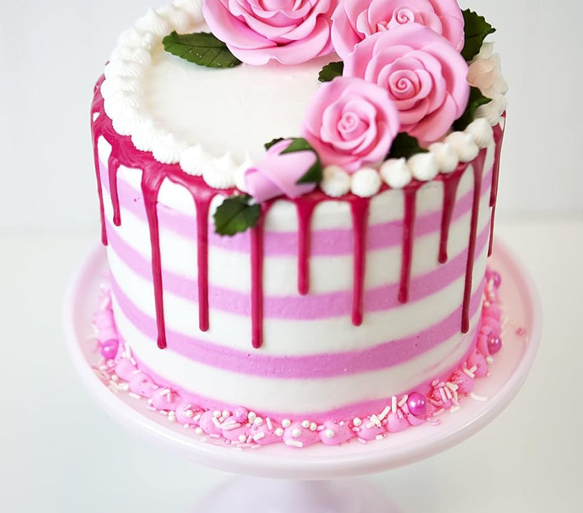Exquisite Rose & Leaf Kit, Sugar Cake Flowers by Global Sugar Art, Pink Roses with Leaves, 65-Piece Set