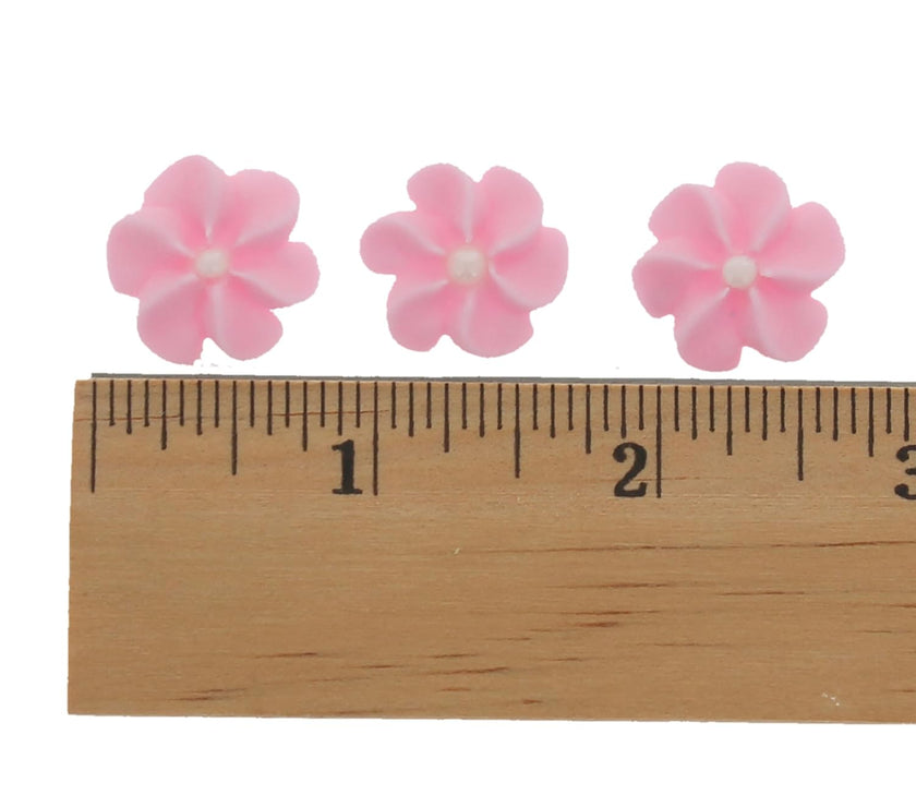 Pink Royal Icing Drop Flowers with Pearl Centers