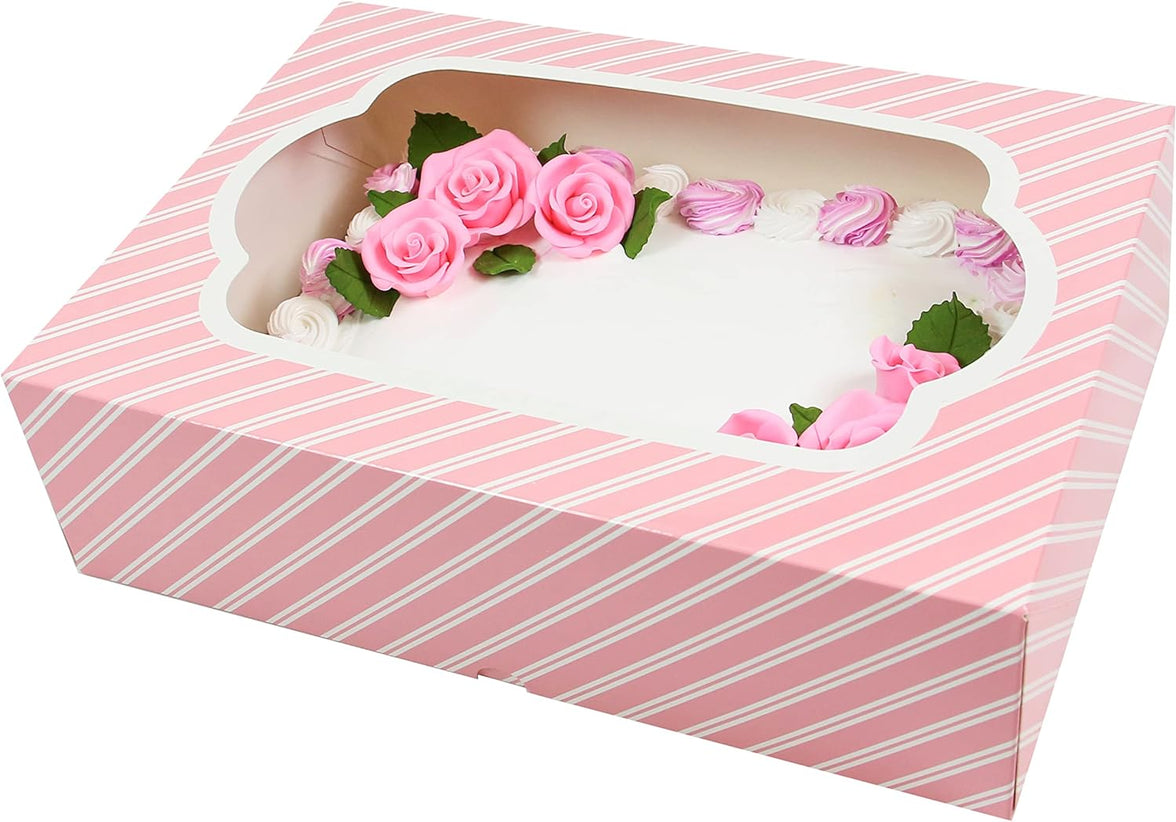 Extra Deep Quarter Sheet Cake Box with Window, Auto-Popup, 14 x 10 x 5 Inches