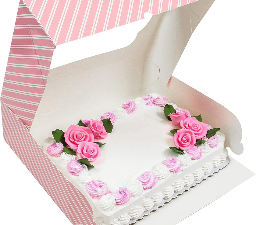 Extra Deep Quarter Sheet Cake Box with Window, Auto-Popup, 14 x 10 x 5 Inches