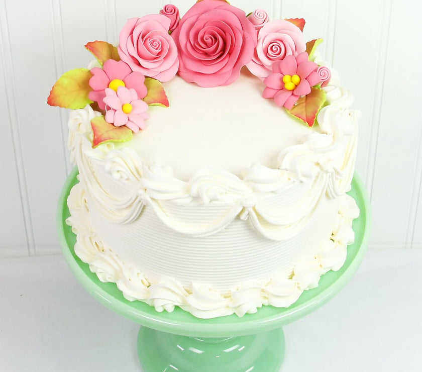 Rose and Blossom Set, Sugar Flowers for Cakes, by Global Sugar Art, Pink Roses and Blossoms