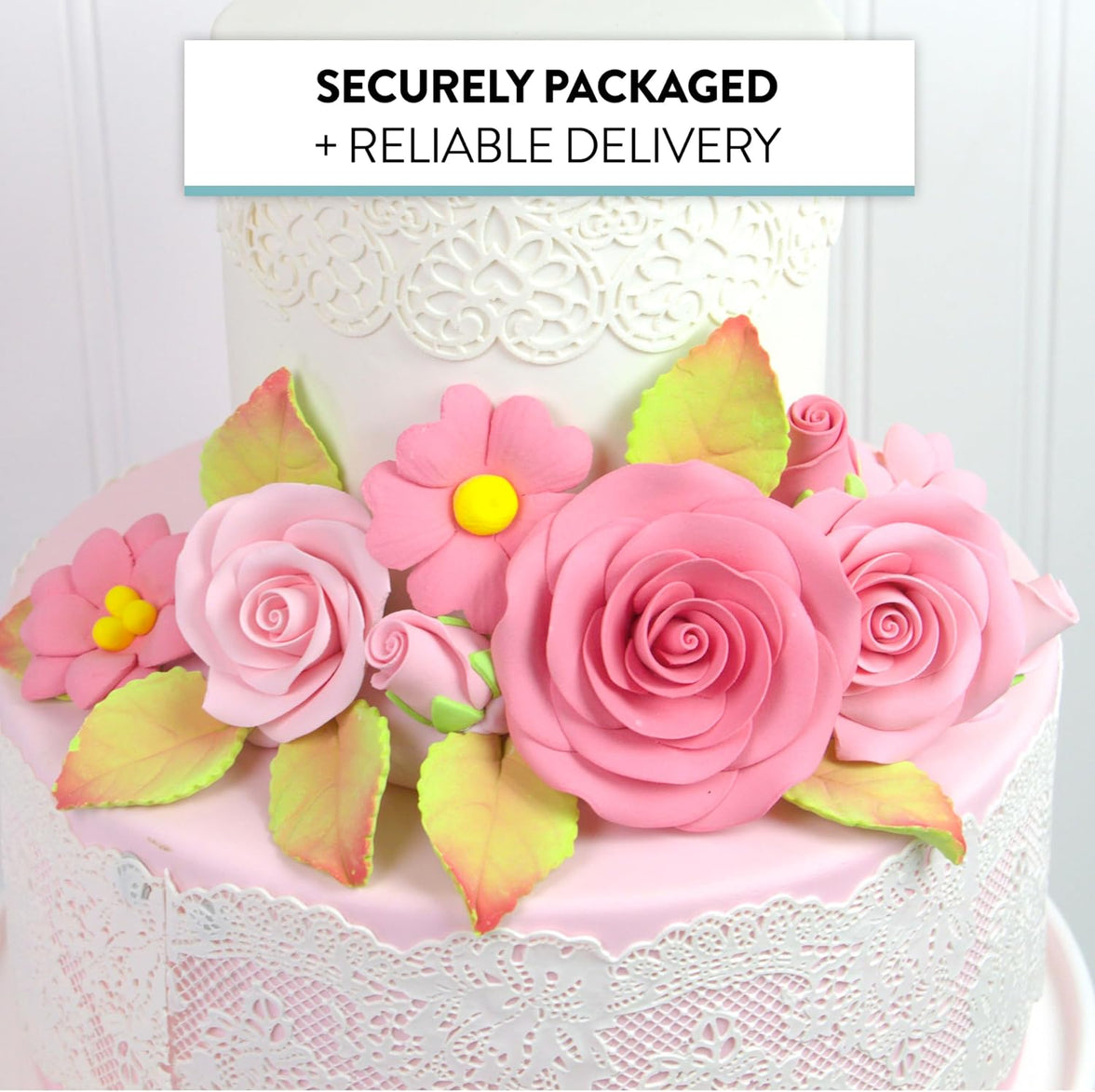 Rose and Blossom Set, Sugar Flowers for Cakes, by Global Sugar Art, Pink Roses and Blossoms