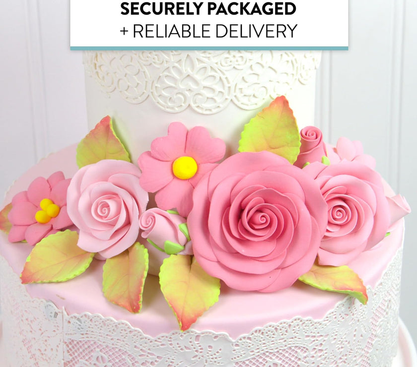 Rose and Blossom Set, Sugar Flowers for Cakes, by Global Sugar Art, Pink Roses and Blossoms