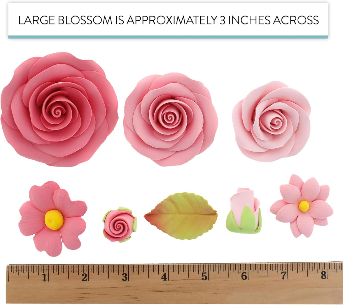 Rose and Blossom Set, Sugar Flowers for Cakes, by Global Sugar Art, Pink Roses and Blossoms
