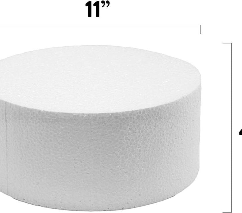 11 Inch Cake Round Cake Dummy – Styrofoam Fake Cake for Decorating, Display & Practice, by Global Sugar Art