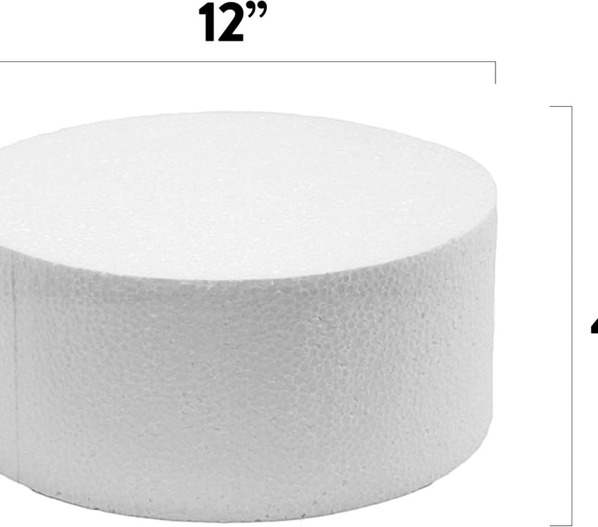 12 Inch Cake Round Cake Dummy – Styrofoam Fake Cake for Decorating, Display & Practice, by Global Sugar Art