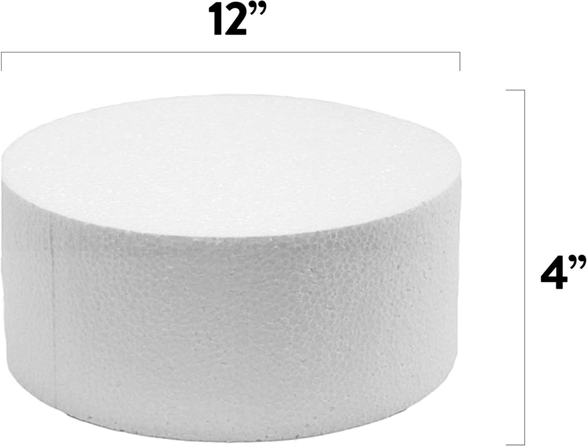 12 Inch Cake Round Cake Dummy – Styrofoam Fake Cake for Decorating, Display & Practice, by Global Sugar Art