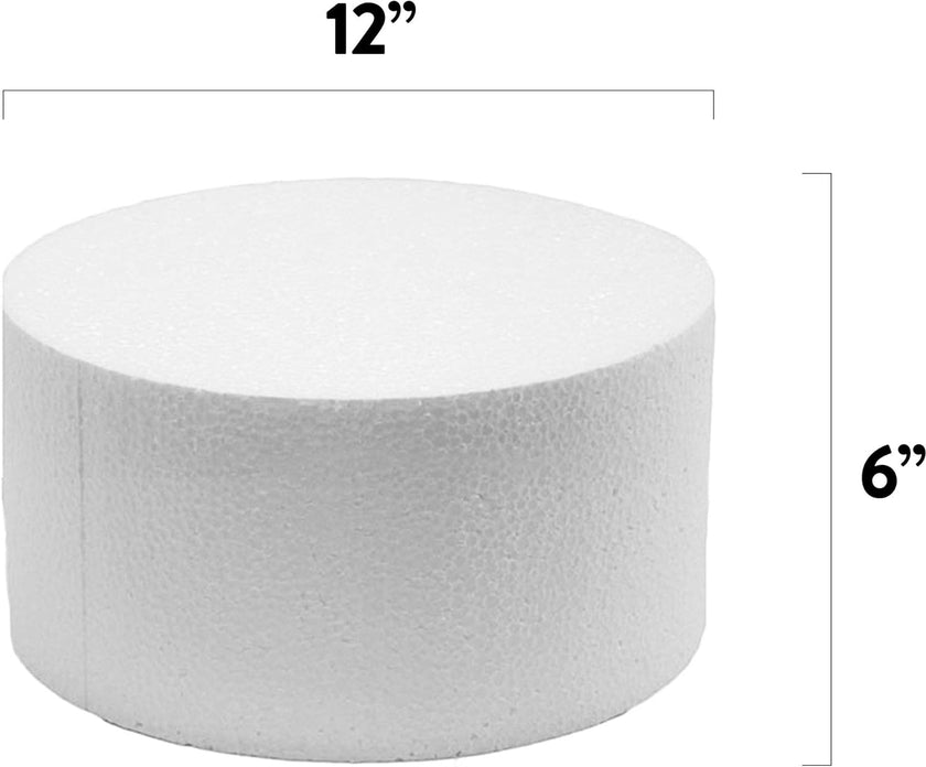 12 Inch Cake Round Cake Dummy – Styrofoam Fake Cake for Decorating, Display & Practice, by Global Sugar Art