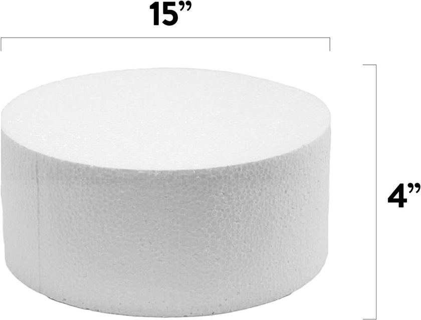 15 Inch Cake Round Cake Dummy – Styrofoam Fake Cake for Decorating, Display & Practice, by Global Sugar Art