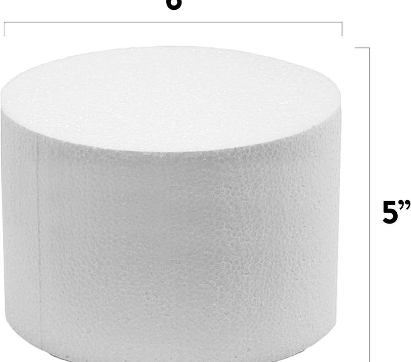 6 Inch Cake Round Cake Dummy – Styrofoam Fake Cake for Decorating, Display & Practice, by Global Sugar Art