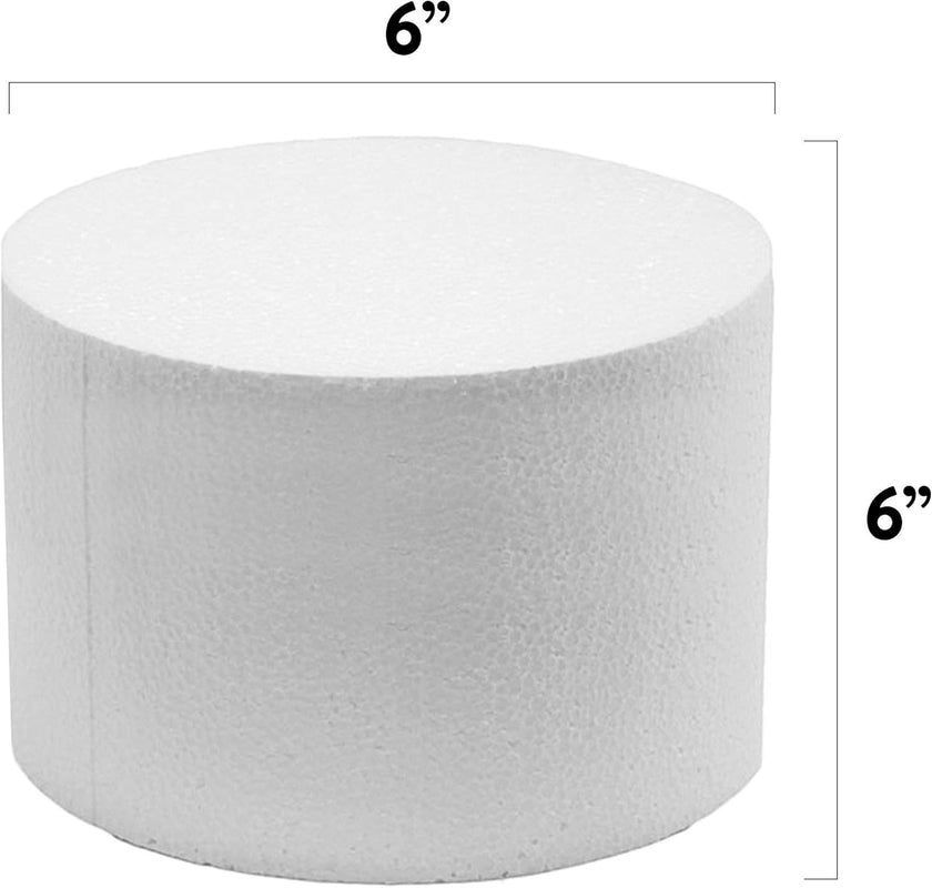 6 Inch Cake Round Cake Dummy – Styrofoam Fake Cake for Decorating, Display & Practice, by Global Sugar Art