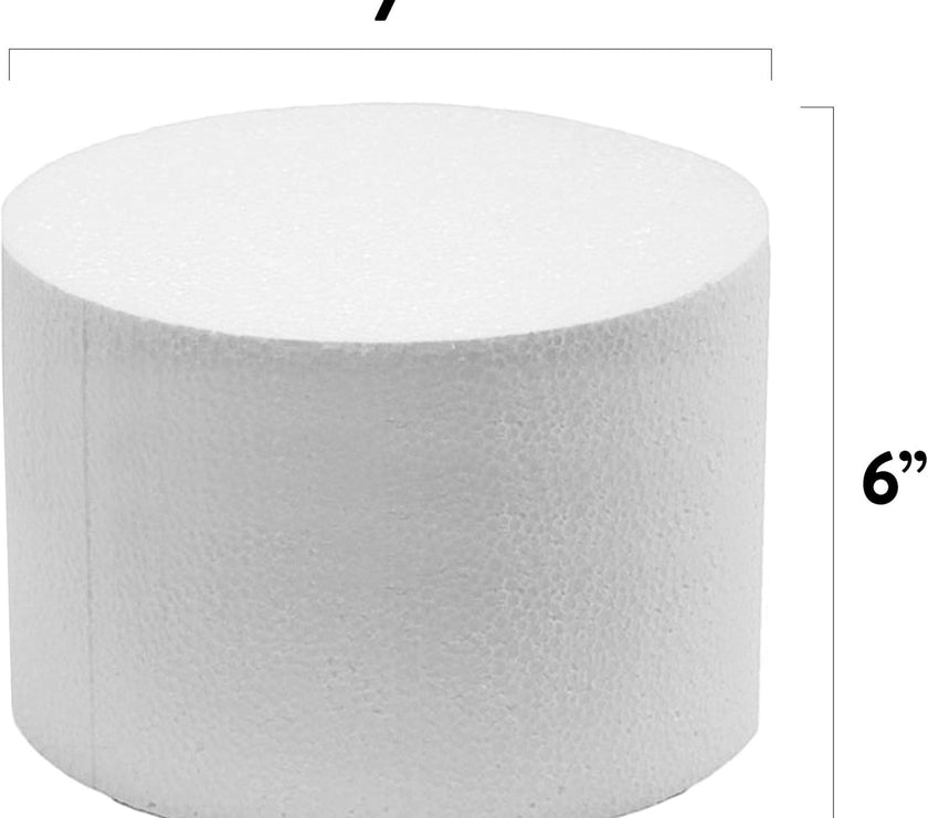7 Inch Cake Round Cake Dummy – Styrofoam Fake Cake for Decorating, Display & Practice, by Global Sugar Art