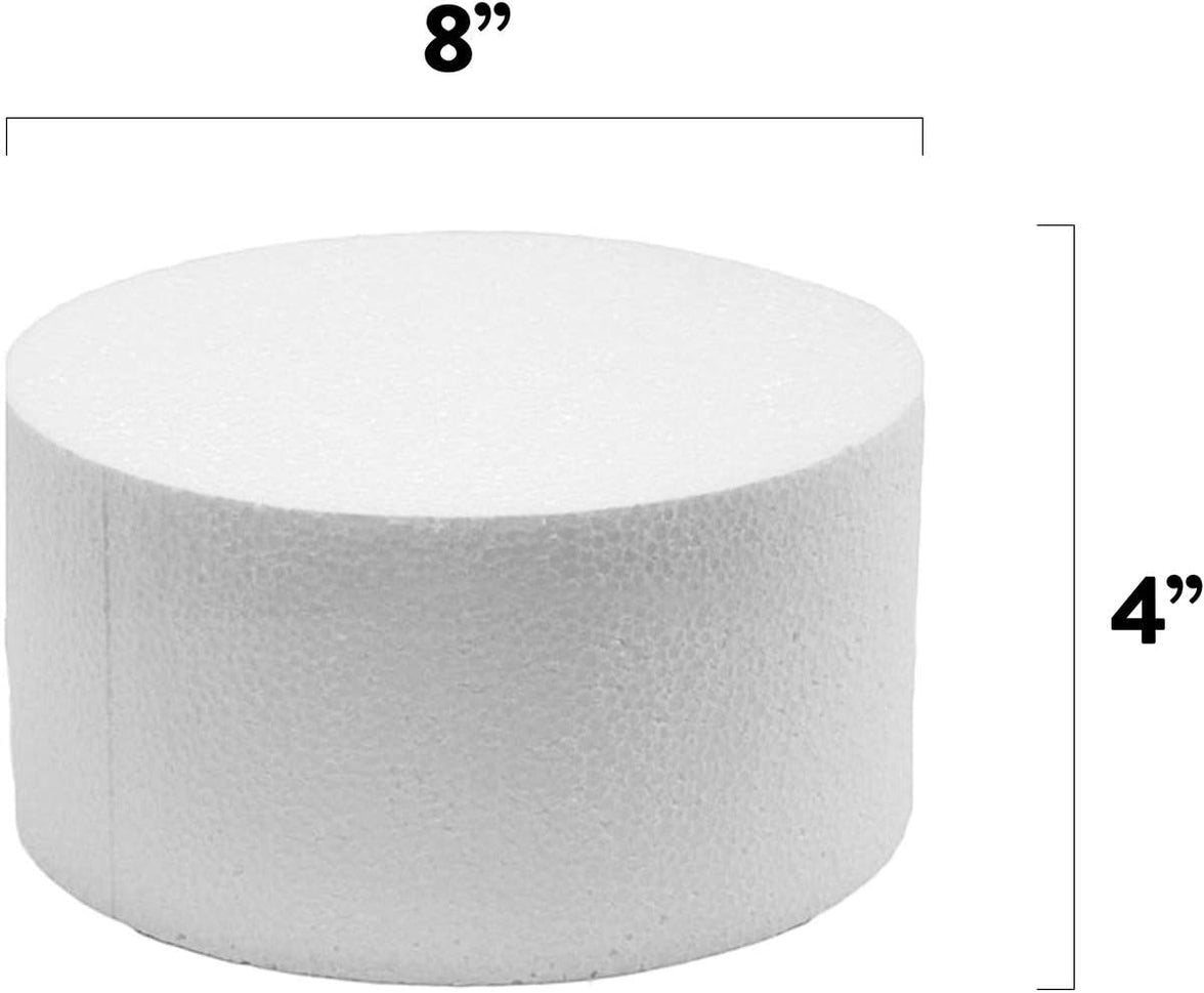 8 Inch Cake Round Cake Dummy – Styrofoam Fake Cake for Decorating, Display & Practice, by Global Sugar Art