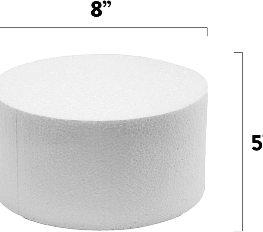 8 Inch Cake Round Cake Dummy – Styrofoam Fake Cake for Decorating, Display & Practice, by Global Sugar Art